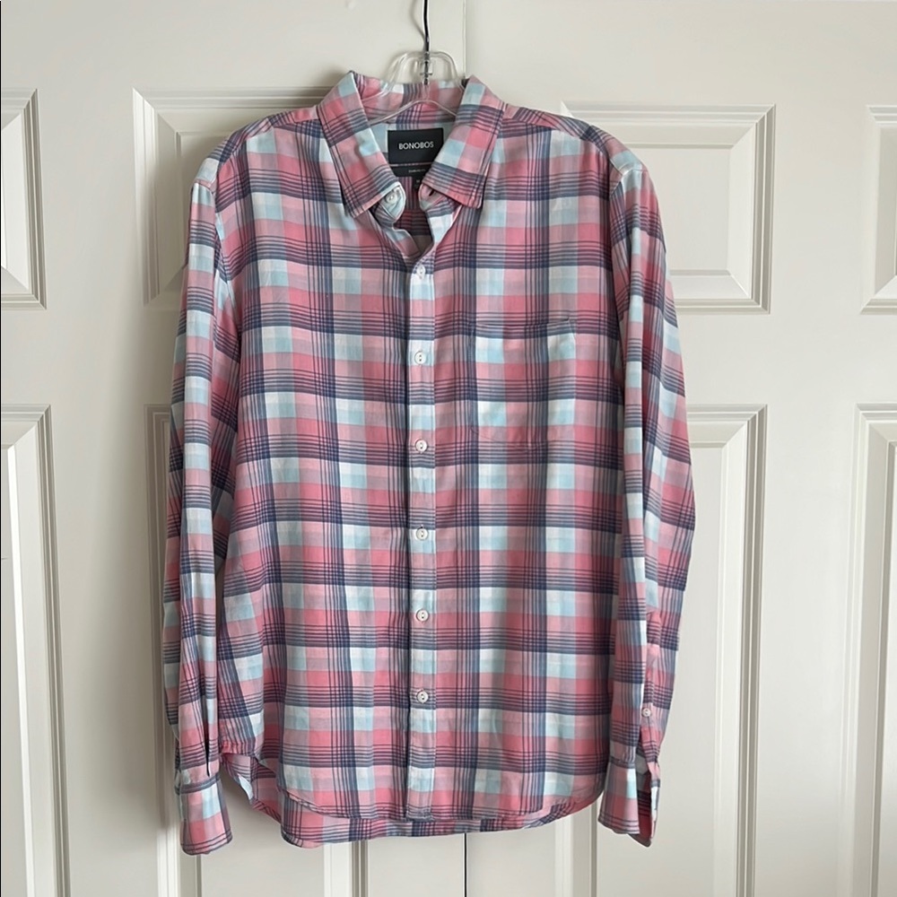 Bonobos Pink and Blue Casual Button Down Shirt